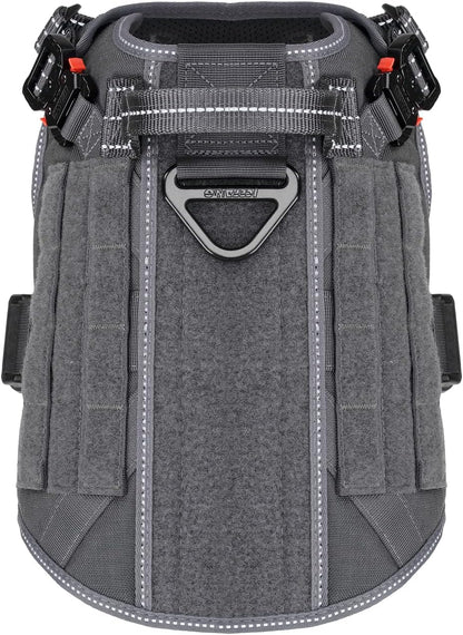 Tactical Dog Harness ,Medium Size, 2X Metal Buckle,Working Dog MOLLE Vest with Handle,No Pulling Front Leash Clip,Hook and Loop Panel